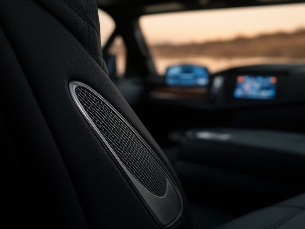 Escalade interior detail, stitched leather